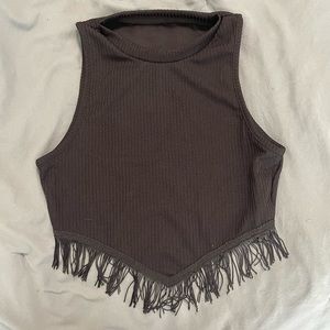 Black tassle crop top